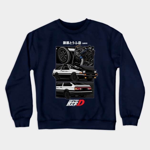 Toyota Ae86 Trueno Initial D Anime version Crewneck Sweatshirt by desaindroid@gmail.com